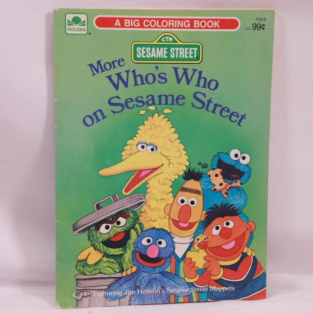 Vintage 1980s Sesame Street Coloring Books‎ Lot of 3 Big Bird Cookie Monster-NEW